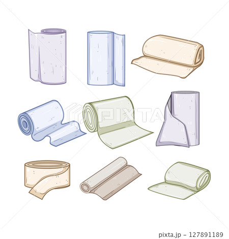 gauze roll set cartoon vector illustration 127891189