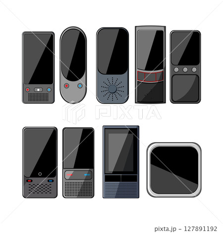 electronic translator set cartoon vector illustration 127891192