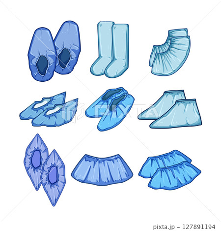disposable shoe covers set cartoon vector illustration 127891194