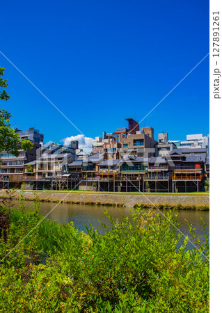 【京都風景】鴨川と先斗町周辺の穏やかな情景 【京都風景】鴨川と先斗町周辺の穏やかな情景 127891261