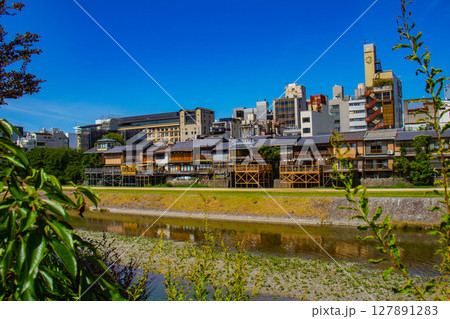 【京都風景】鴨川と先斗町周辺の穏やかな情景 【京都風景】鴨川と先斗町周辺の穏やかな情景 127891283