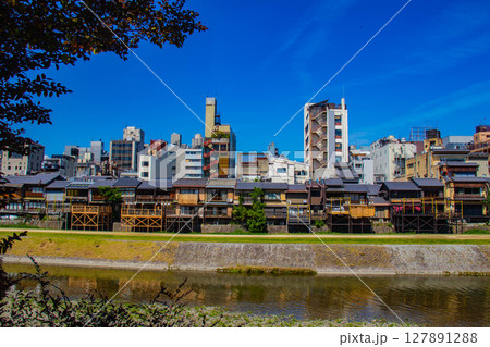 【京都風景】鴨川と先斗町周辺の穏やかな情景 【京都風景】鴨川と先斗町周辺の穏やかな情景 127891288
