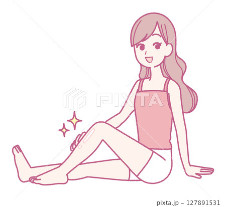 ボディケアをする女性のイラスト ボディケアをする女性のイラスト 127891531