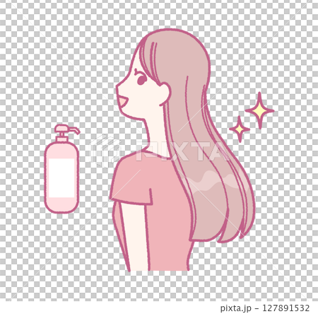 一個女人做頭髮護理的插圖 一個女人做頭髮護理的插圖 127891532