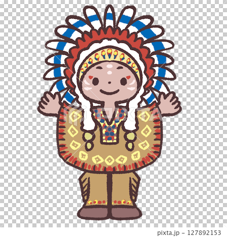 美國原住民兒童插畫 127892153