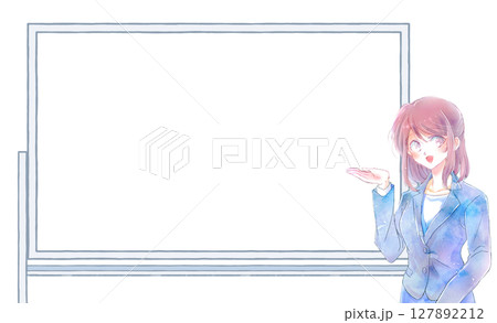 ホワイトボードの前で話すスーツの女性 127892212