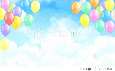 風船と空の背景素材 風船と空の背景素材 127892308