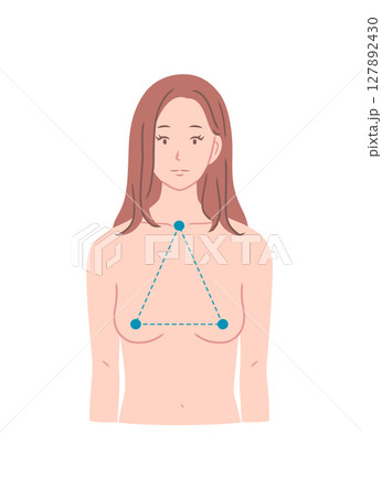 垂れ乳の女性の上半身イラスト素材 垂れ乳の女性の上半身イラスト素材 127892430