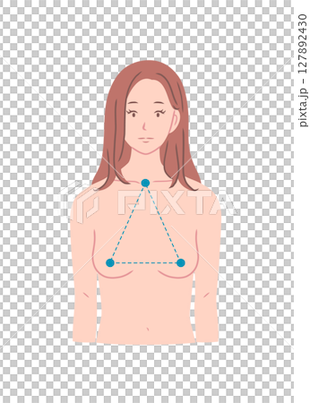 垂れ乳の女性の上半身イラスト素材 垂れ乳の女性の上半身イラスト素材 127892430