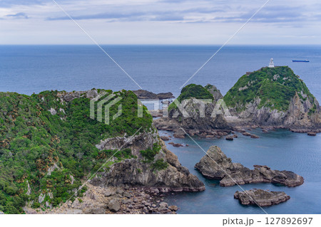 (鹿児島県)佐多岬 展望台の眺望(灯台方面) (鹿児島県)佐多岬 展望台の眺望(灯台方面) 127892697