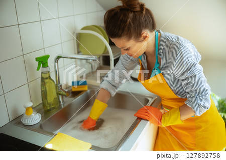 Scrubbing a Potentially Clogged Sink 127892758