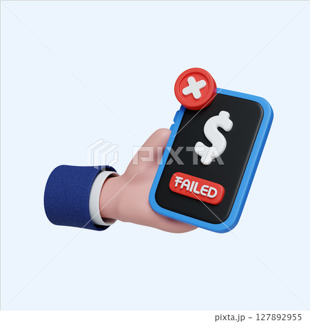 Failed transaction concept with digital payment device. 3D render illustration 127892955