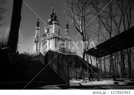 Beautiful baroque St. Andrew's Church or the Cathedral of St. Andrew was built in Kyiv Beautiful baroque St. Andrew's Church or the Cathedral of St. Andrew was built in Kyiv 127892993