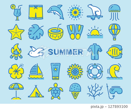 夏 カラフルアイコンセット 夏 カラフルアイコンセット 127893100