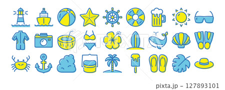 夏　カラフルアイコンセット 127893101