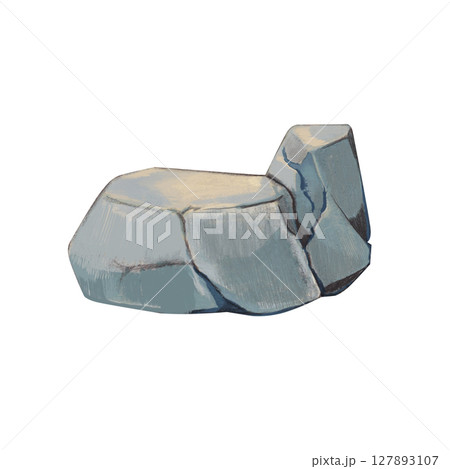 Grey stone with angular shapes. Watercolor illustration of a cartoon style landscape. A huge stone, part of a cliff. Perfect for fantasy backgrounds, nature scenes, game materials, and storybooks. Grey stone with angular shapes. Watercolor illustration of a cartoon style landscape. A huge stone, part of a cliff. Perfect for fantasy backgrounds, nature scenes, game materials, and storybooks. 127893107