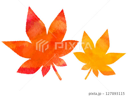 秋のイラスト素材 紅葉 水彩風 秋のイラスト素材 紅葉 水彩風 127893115