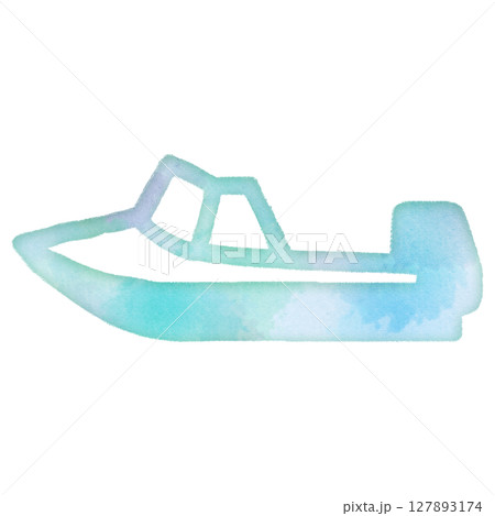 夏　海　乗り物　モーターボート　レジャーボート　優しい　エコロジー　アイコン　デザイン　シンボル　ス 127893174