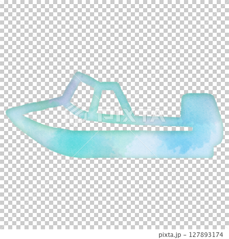 夏　海　乗り物　モーターボート　レジャーボート　優しい　エコロジー　アイコン　デザイン　シンボル　ス 127893174