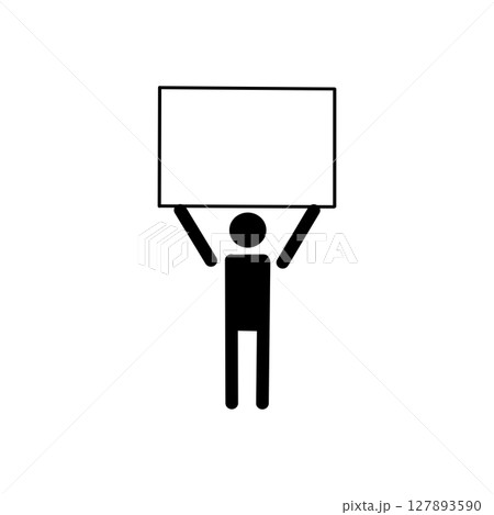 掲げる人物アイコン|メッセージ伝達・広告・告知のピクトグラム Person Holding Sign 掲げる人物アイコン|メッセージ伝達・広告・告知のピクトグラム Person Holding Sign 127893590