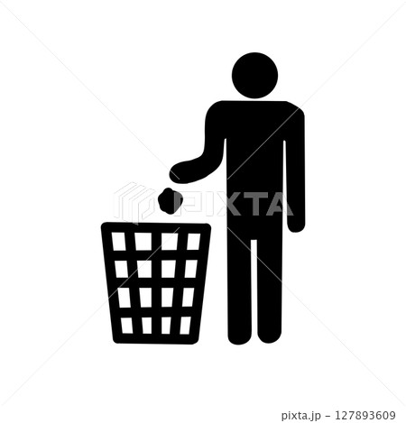 Trash Disposal Icon – Person Throwing Garbage into 127893609