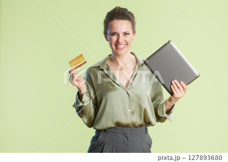 Secure online shopping with tablet and card 127893680