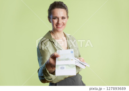 Woman offering Euros: Financial opportunity awaits Woman offering Euros: Financial opportunity awaits 127893689