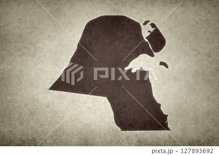 Map of Kuwait printed on a paper 127893692