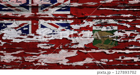 Flag of Manitoba painted on a wooden board 127893702