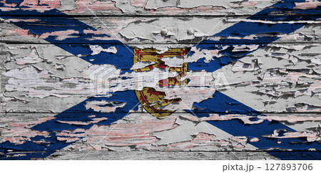 Flag of Nova Scotia painted on a wooden board 127893706