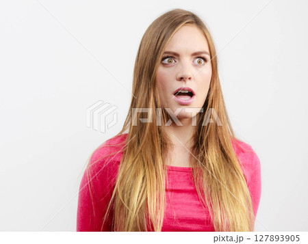Woman looking shocked 127893905