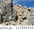 岩の間から見える岩山 127894749