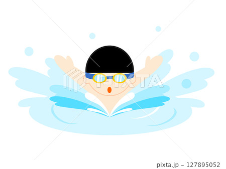 バタフライをする男の子のイラスト素材 バタフライをする男の子のイラスト素材 127895052