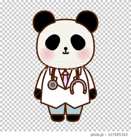 可愛的熊貓醫生插畫素材 可愛的熊貓醫生插畫素材 127895163