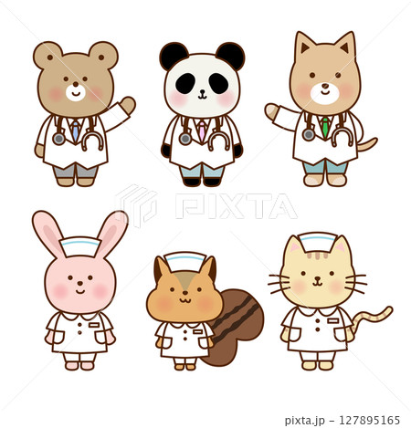 かわいい動物のお医者さん・ナースイラストセット 127895165