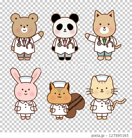 かわいい動物のお医者さん・ナースイラストセット 127895165