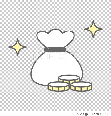 硬幣和錢袋閃光圖示插圖 127895537