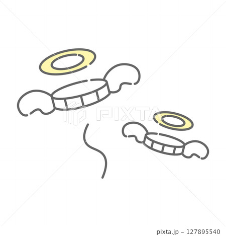 天使の輪と翼がついた飛んでいくコインのイラスト 127895540