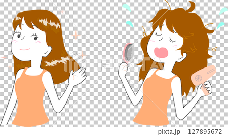 患有頭髮的女人的插圖 127895672