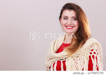 Portrait of young long hair female 127895770