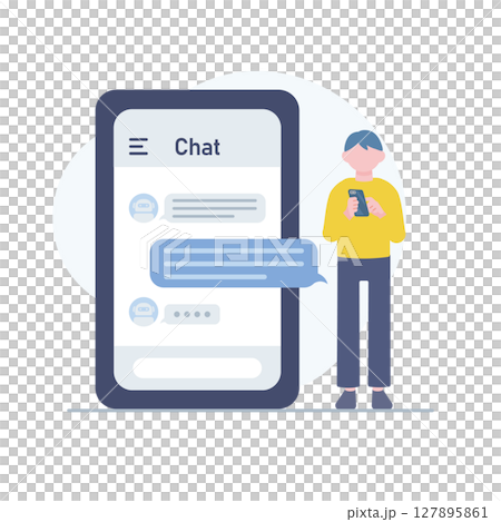 一名男子在智慧型手機上使用聊天人工智慧 一名男子在智慧型手機上使用聊天人工智慧 127895861