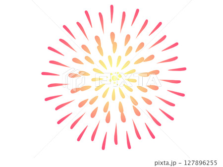 ピンクと黄色の花火素材 127896255