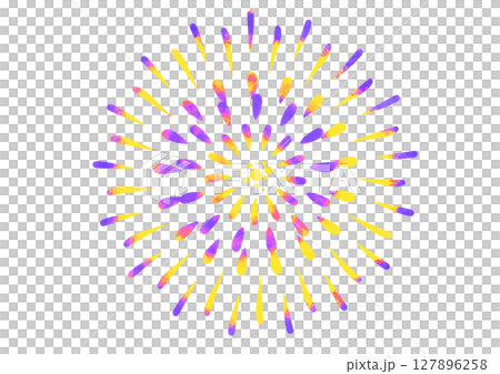 紫と黄色の花火素材 127896258