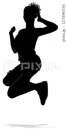 Happy Woman Jumping For Joy Silhouette Person Happy Woman Jumping For Joy Silhouette Person 127896330