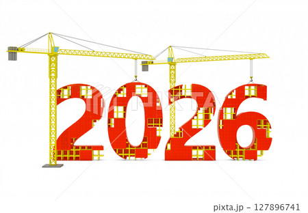 2026 Construction Concept with Cranes and Numbers 127896741