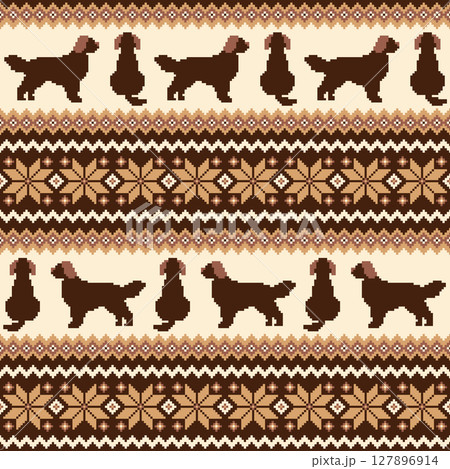 可愛いく素朴な北欧調のノルデック柄, 127896914