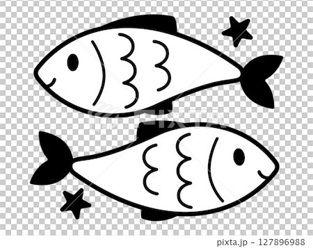 うお座のイラストアイコン　モノトーン 127896988