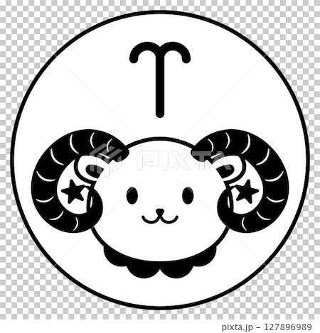 おひつじ座のイラストアイコン　モノトーン 127896989
