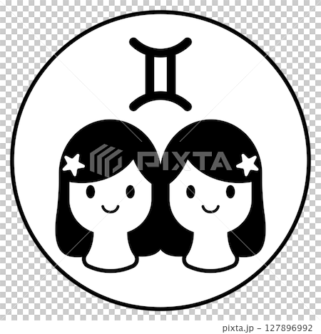 ふたご座のイラストアイコン　モノトーン 127896992