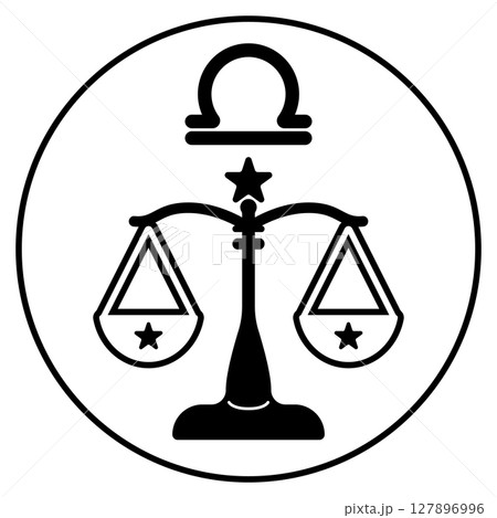 てんびん座のイラストアイコン モノトーン てんびん座のイラストアイコン モノトーン 127896996